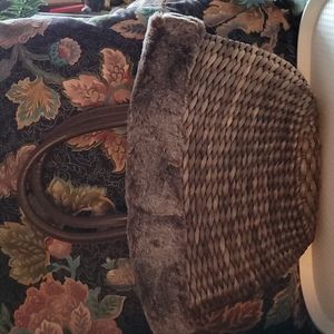 Bath and body Fur straw tote